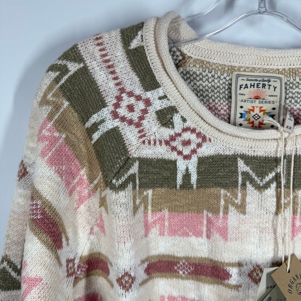 Faherty Doug Good Feather Artist Series Women's slub pullover cotton Sweater spr - Picture 6 of 12